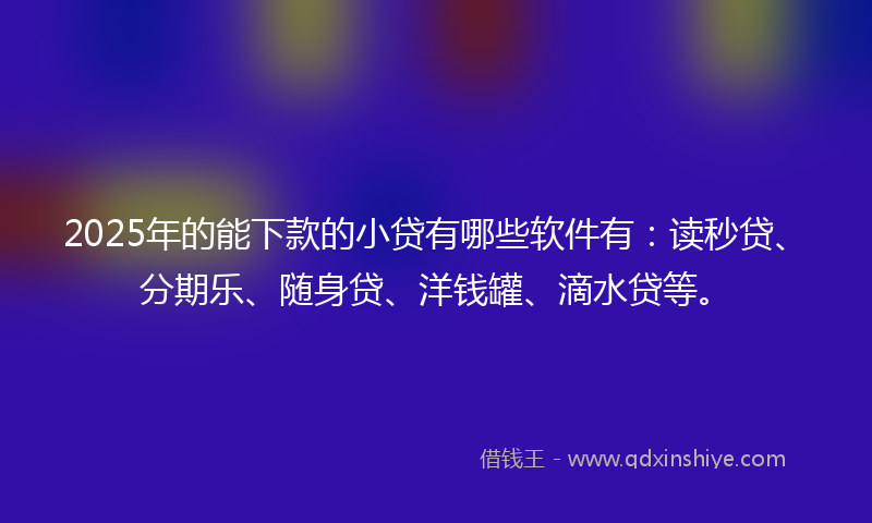 2025年的能下款的小贷有哪些软件有：读秒贷、分期乐、随身贷、洋钱罐、滴水贷等。