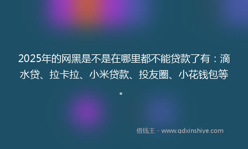 2025年的网黑是不是在哪里都不能贷款了有：滴水贷、拉卡拉、小米贷款、投友圈、小花钱包等。