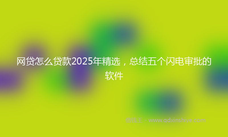 网贷怎么贷款2025年精选，总结五个闪电审批的软件