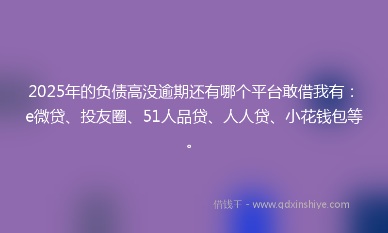 2025年的负债高没逾期还有哪个平台敢借我有：e微贷、投友圈、51人品贷、人人贷、小花钱包等。