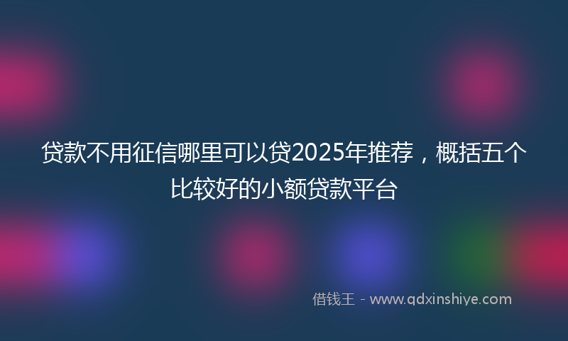 贷款不用征信哪里可以贷2025年推荐，概括五个比较好的小额贷款平台