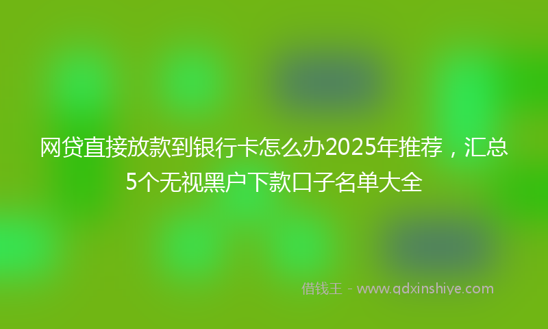 网贷直接放款到银行卡怎么办2025年推荐，汇总5个无视黑户下款口子名单大全