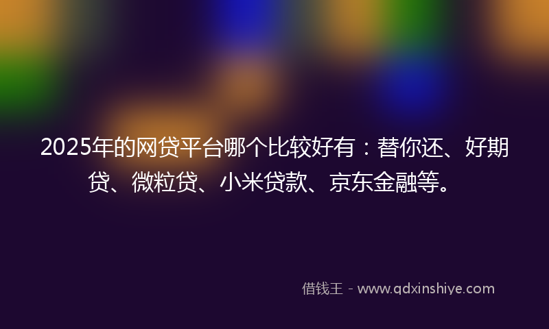2025年的网贷平台哪个比较好有：替你还、好期贷、微粒贷、小米贷款、京东金融等。