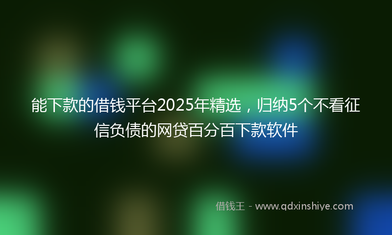 能下款的借钱平台2025年精选，归纳5个不看征信负债的网贷百分百下款软件