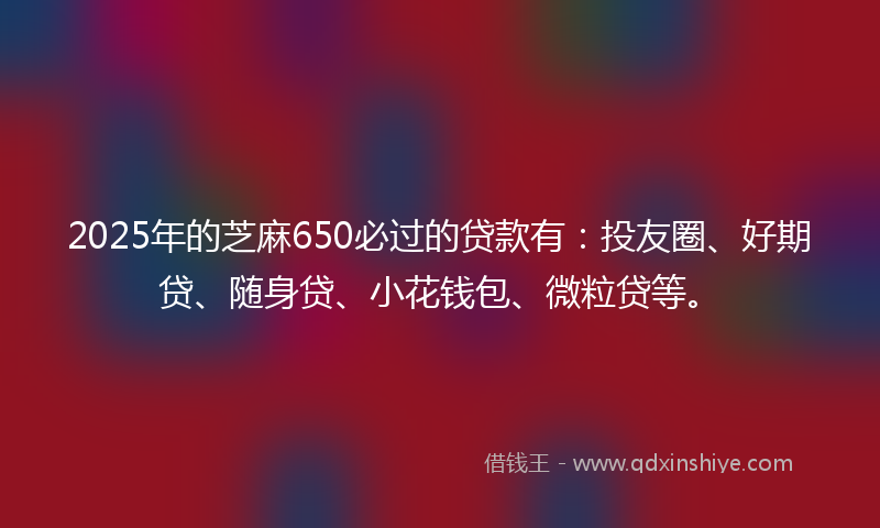 2025年的芝麻650必过的贷款有：投友圈、好期贷、随身贷、小花钱包、微粒贷等。