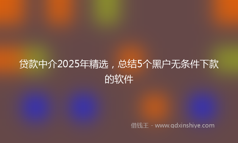 贷款中介2025年精选，总结5个黑户无条件下款的软件