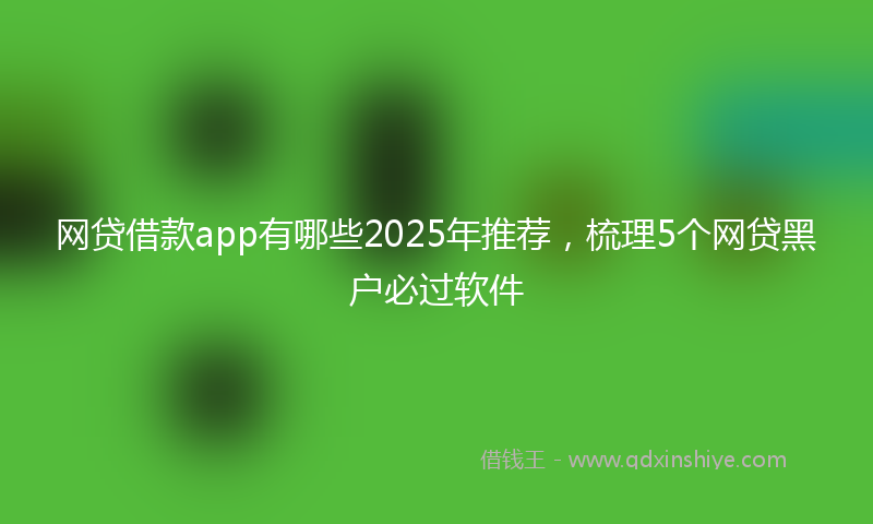 网贷借款app有哪些2025年推荐，梳理5个网贷黑户必过软件