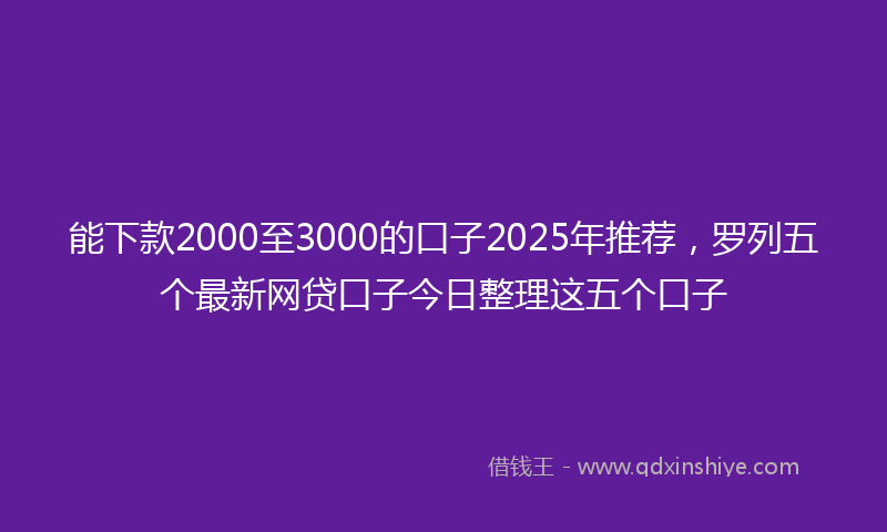 能下款2000至3000的口子2025年推荐，罗列五个最新网贷口子今日整理这五个口子