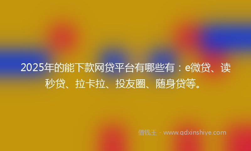 2025年的能下款网贷平台有哪些有：e微贷、读秒贷、拉卡拉、投友圈、随身贷等。