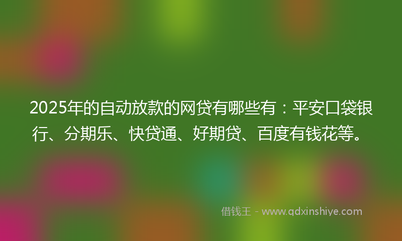 2025年的自动放款的网贷有哪些有：平安口袋银行、分期乐、快贷通、好期贷、百度有钱花等。