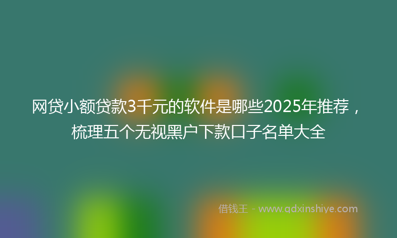 网贷小额贷款3千元的软件是哪些2025年推荐，梳理五个无视黑户下款口子名单大全