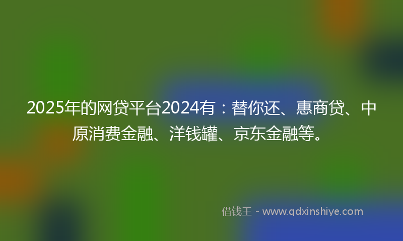 2025年的网贷平台2024有：替你还、惠商贷、中原消费金融、洋钱罐、京东金融等。