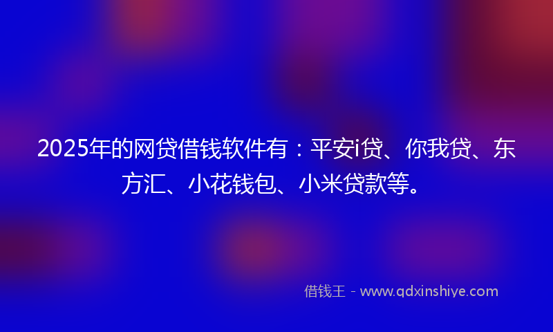 2025年的网贷借钱软件有：平安i贷、你我贷、东方汇、小花钱包、小米贷款等。