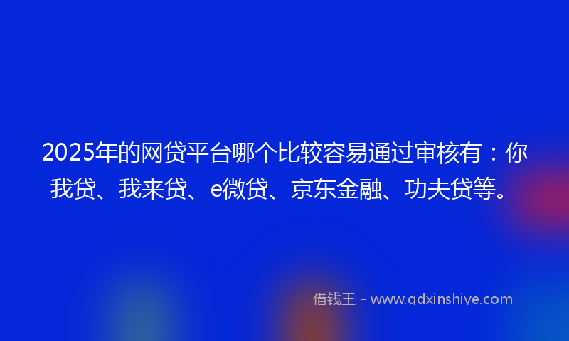 2025年的网贷平台哪个比较容易通过审核有：你我贷、我来贷、e微贷、京东金融、功夫贷等。