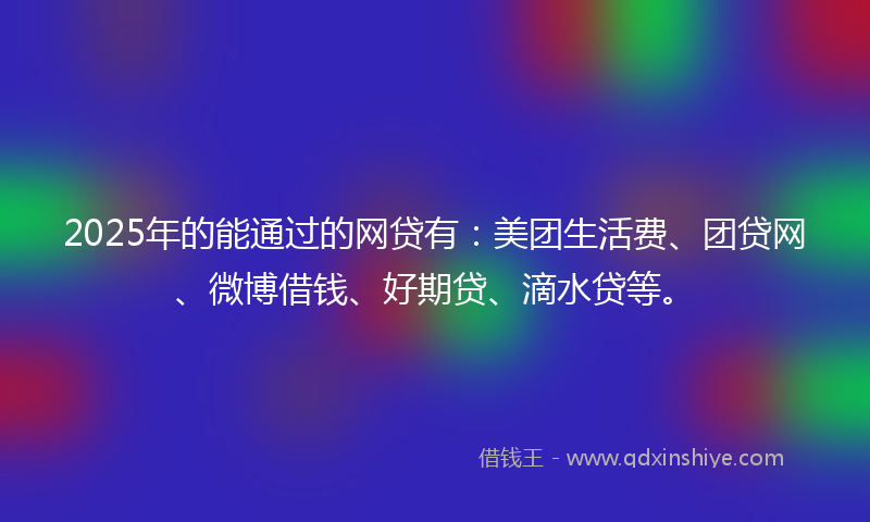 2025年的能通过的网贷有：美团生活费、团贷网、微博借钱、好期贷、滴水贷等。