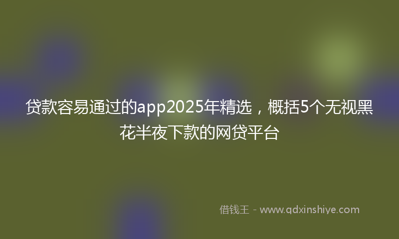 贷款容易通过的app2025年精选，概括5个无视黑花半夜下款的网贷平台