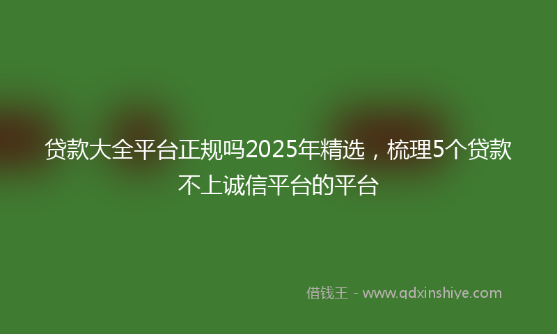 贷款大全平台正规吗2025年精选，梳理5个贷款不上诚信平台的平台