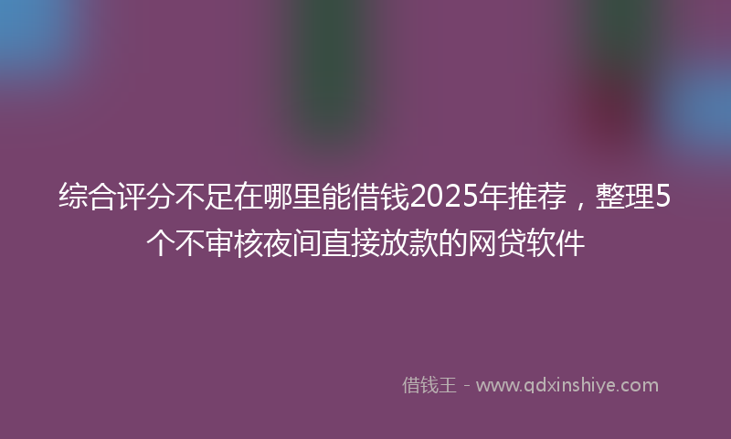 综合评分不足在哪里能借钱2025年推荐，整理5个不审核夜间直接放款的网贷软件