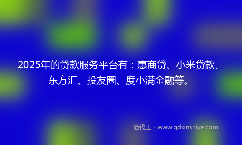 2025年的贷款服务平台有：惠商贷、小米贷款、东方汇、投友圈、度小满金融等。