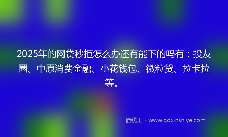 2025年的网贷秒拒怎么办还有能下的吗有：投友圈、中原消费金融、小花钱包、微粒贷、拉卡拉等。