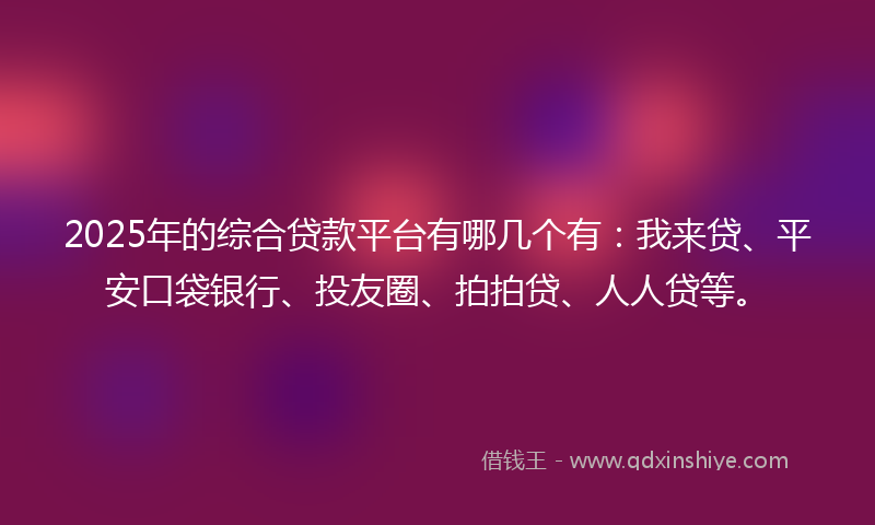 2025年的综合贷款平台有哪几个有：我来贷、平安口袋银行、投友圈、拍拍贷、人人贷等。
