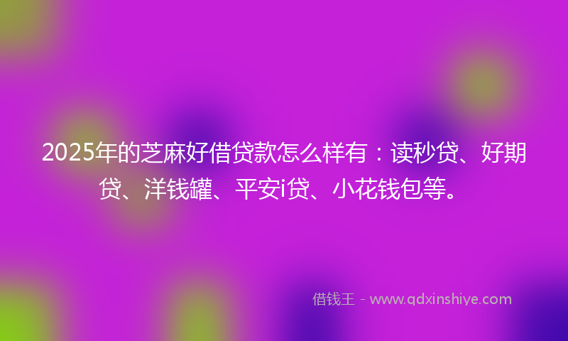 2025年的芝麻好借贷款怎么样有：读秒贷、好期贷、洋钱罐、平安i贷、小花钱包等。