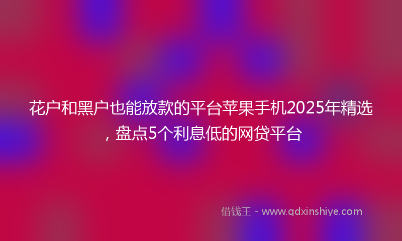 花户和黑户也能放款的平台苹果手机2025年精选，盘点5个利息低的网贷平台