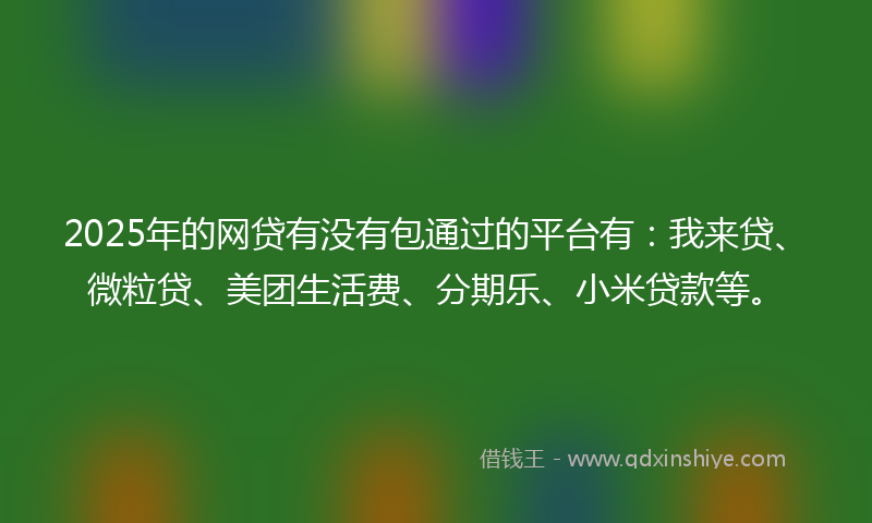 2025年的网贷有没有包通过的平台有：我来贷、微粒贷、美团生活费、分期乐、小米贷款等。