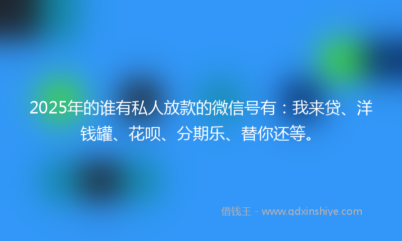 2025年的谁有私人放款的微信号有：我来贷、洋钱罐、花呗、分期乐、替你还等。
