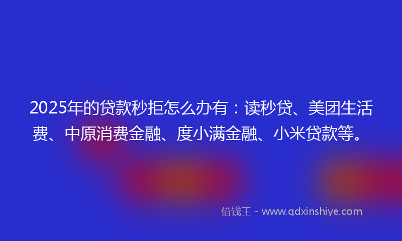 2025年的贷款秒拒怎么办有：读秒贷、美团生活费、中原消费金融、度小满金融、小米贷款等。