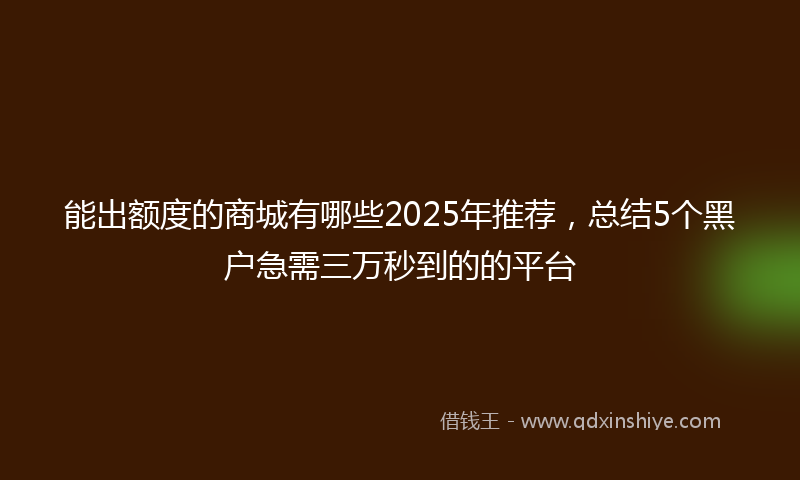 能出额度的商城有哪些2025年推荐，总结5个黑户急需三万秒到的的平台