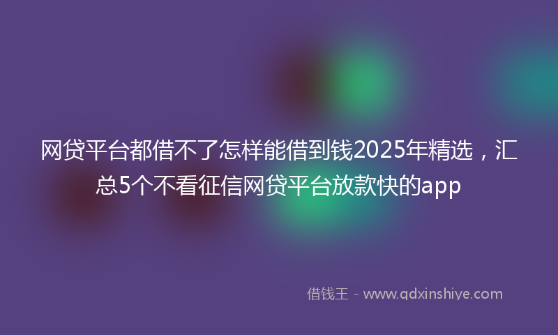 网贷平台都借不了怎样能借到钱2025年精选，汇总5个不看征信网贷平台放款快的app
