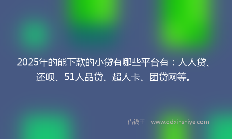 2025年的能下款的小贷有哪些平台有：人人贷、还呗、51人品贷、超人卡、团贷网等。