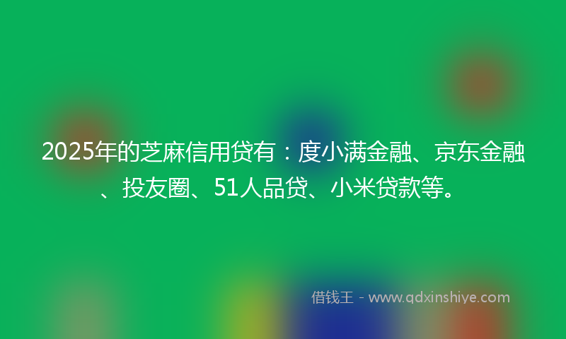 2025年的芝麻信用贷有：度小满金融、京东金融、投友圈、51人品贷、小米贷款等。