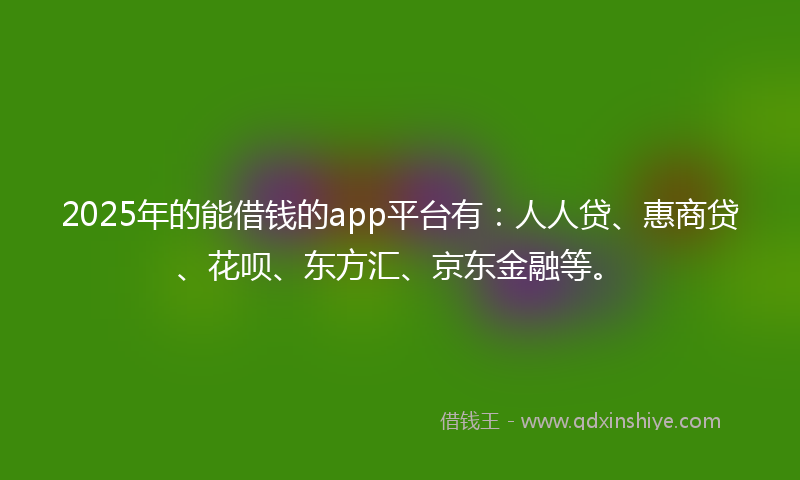 2025年的能借钱的app平台有：人人贷、惠商贷、花呗、东方汇、京东金融等。
