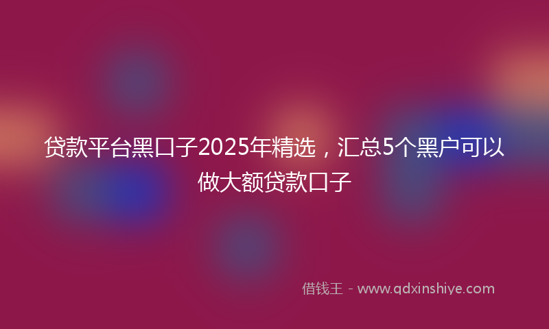 贷款平台黑口子2025年精选，汇总5个黑户可以做大额贷款口子