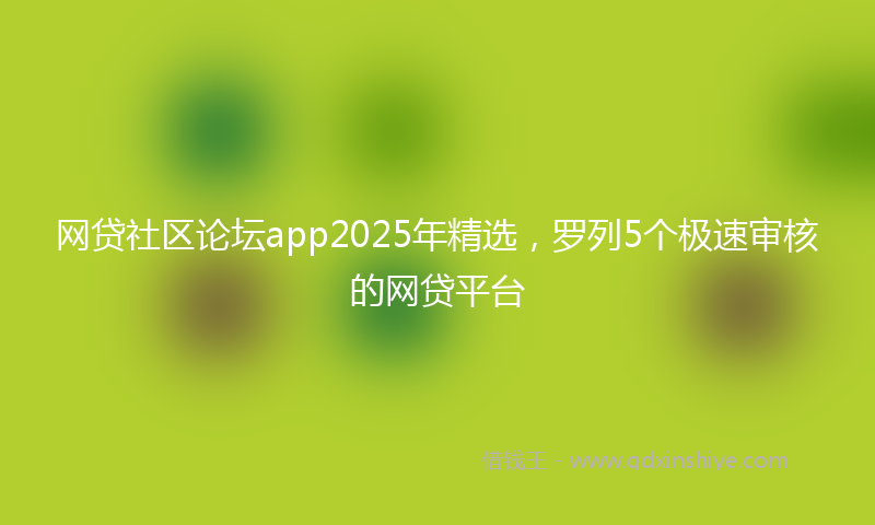 网贷社区论坛app2025年精选，罗列5个极速审核的网贷平台