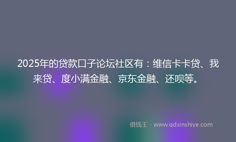 2025年的贷款口子论坛社区有：维信卡卡贷、我来贷、度小满金融、京东金融、还呗等。