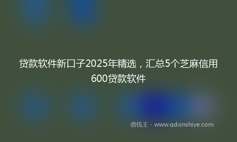 贷款软件新口子2025年精选，汇总5个芝麻信用600贷款软件