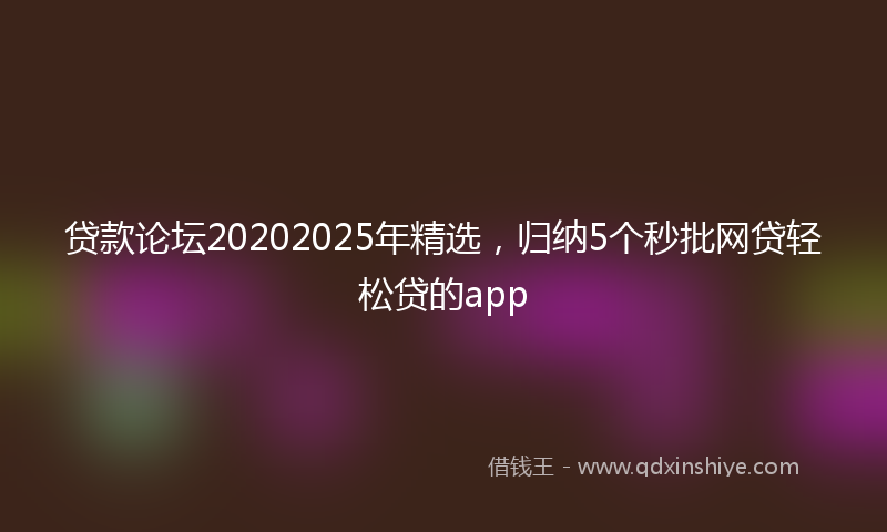 贷款论坛20202025年精选，归纳5个秒批网贷轻松贷的app
