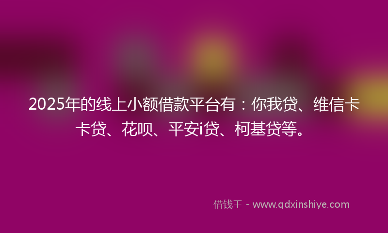 2025年的线上小额借款平台有：你我贷、维信卡卡贷、花呗、平安i贷、柯基贷等。