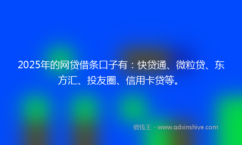 2025年的网贷借条口子有：快贷通、微粒贷、东方汇、投友圈、信用卡贷等。