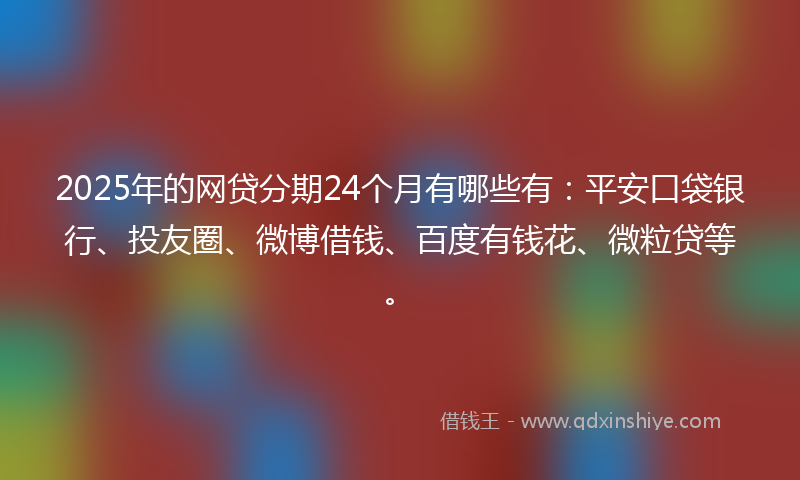 2025年的网贷分期24个月有哪些有：平安口袋银行、投友圈、微博借钱、百度有钱花、微粒贷等。