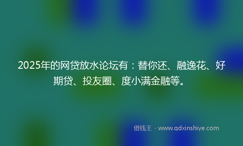 2025年的网贷放水论坛有：替你还、融逸花、好期贷、投友圈、度小满金融等。