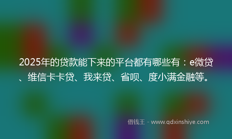 2025年的贷款能下来的平台都有哪些有：e微贷、维信卡卡贷、我来贷、省呗、度小满金融等。