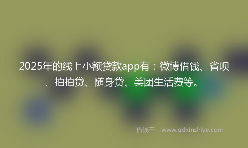 2025年的线上小额贷款app有：微博借钱、省呗、拍拍贷、随身贷、美团生活费等。