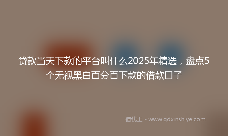 贷款当天下款的平台叫什么2025年精选，盘点5个无视黑白百分百下款的借款口子