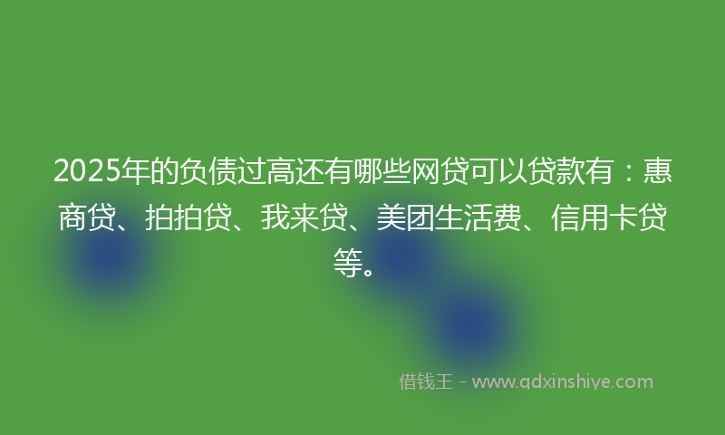 2025年的负债过高还有哪些网贷可以贷款有：惠商贷、拍拍贷、我来贷、美团生活费、信用卡贷等。