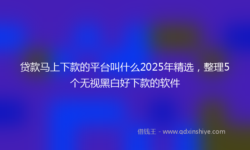 贷款马上下款的平台叫什么2025年精选，整理5个无视黑白好下款的软件