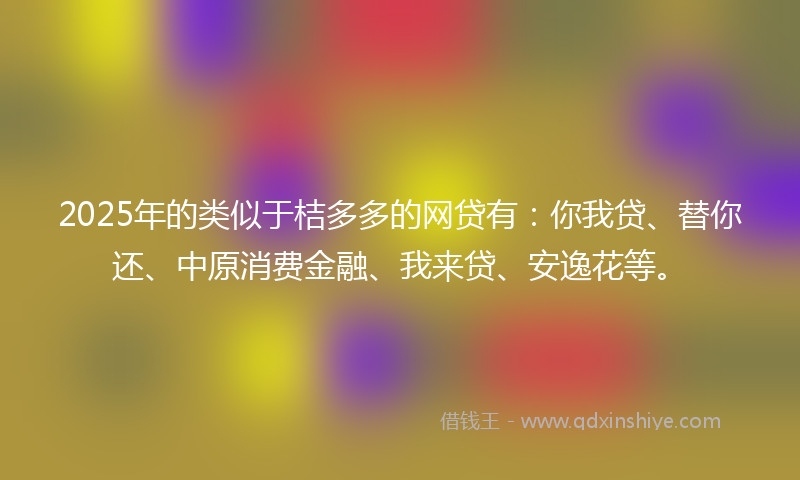 2025年的类似于桔多多的网贷有：你我贷、替你还、中原消费金融、我来贷、安逸花等。